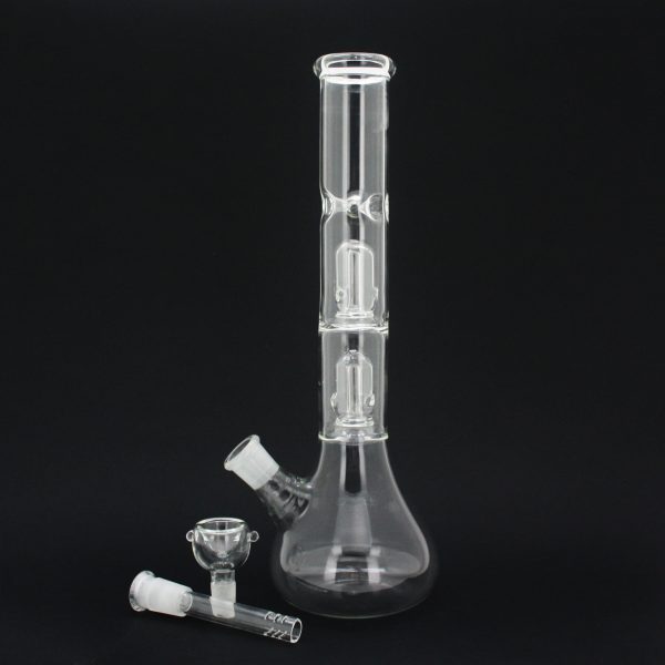 Classic glass in glass water pipe with two perc percolators for wholesale