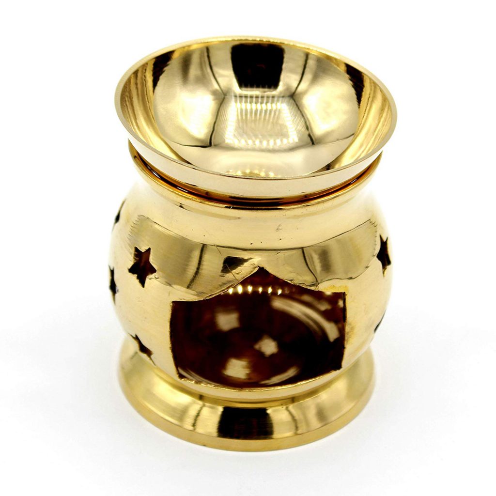 Solid Brass Handcrafted Essential Incense Oil Diffuser 3" IAI